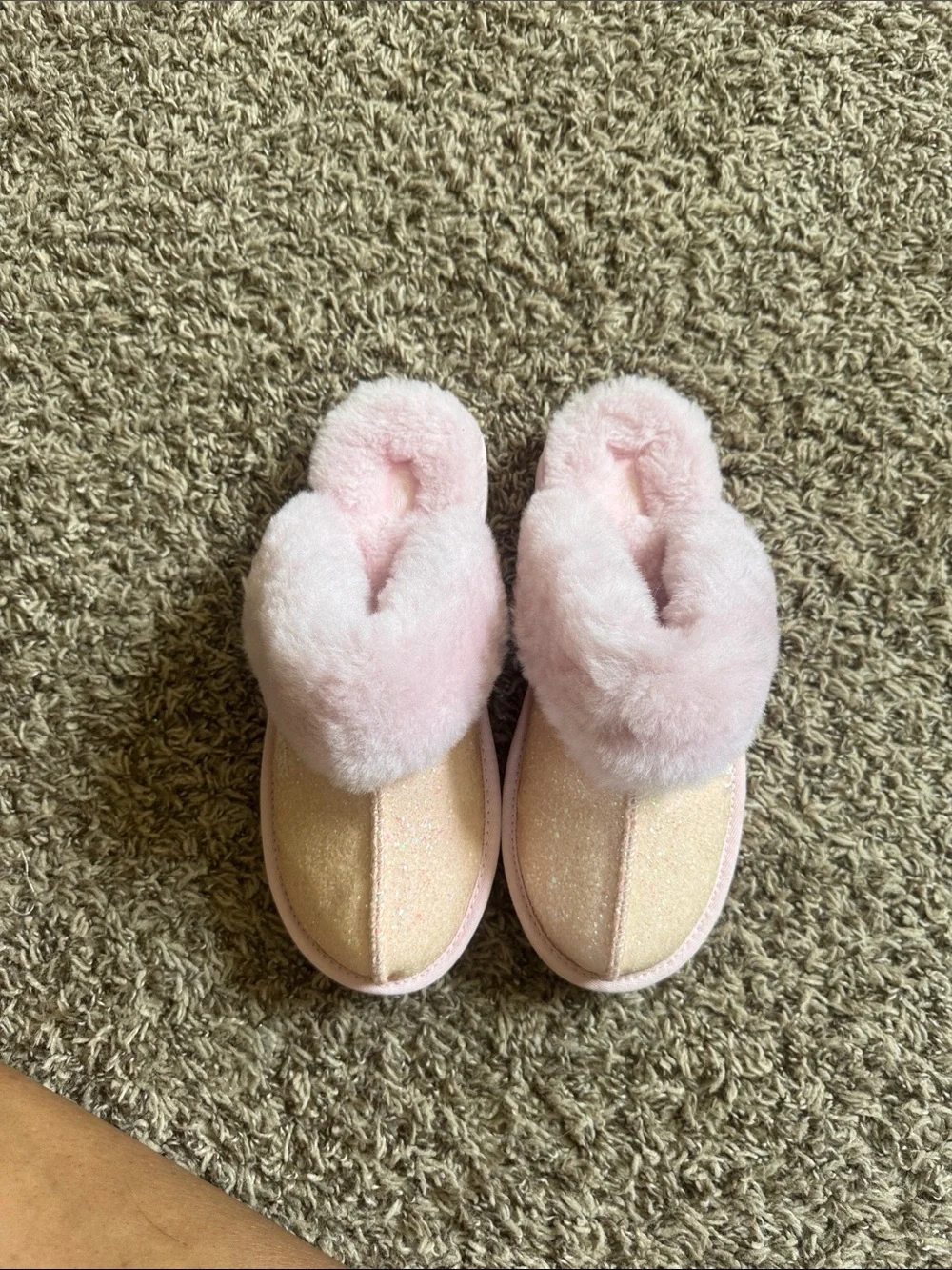 UGG Pink Glitter Cozy Slide Slippers